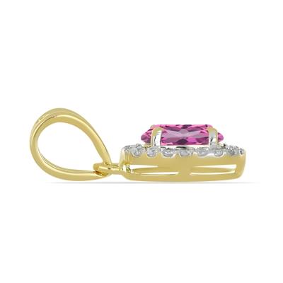 BUY NATURAL PINK TOPAZ GEMSTONE HALO PENDANT WITH WHITE DIAMOND IN 14K GOLD